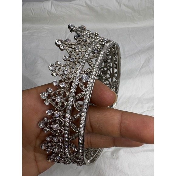 Sparkling Crystal Rhinestone Tiara Crown Silver Tone Bridal Wedding Pageant Prom main image 5